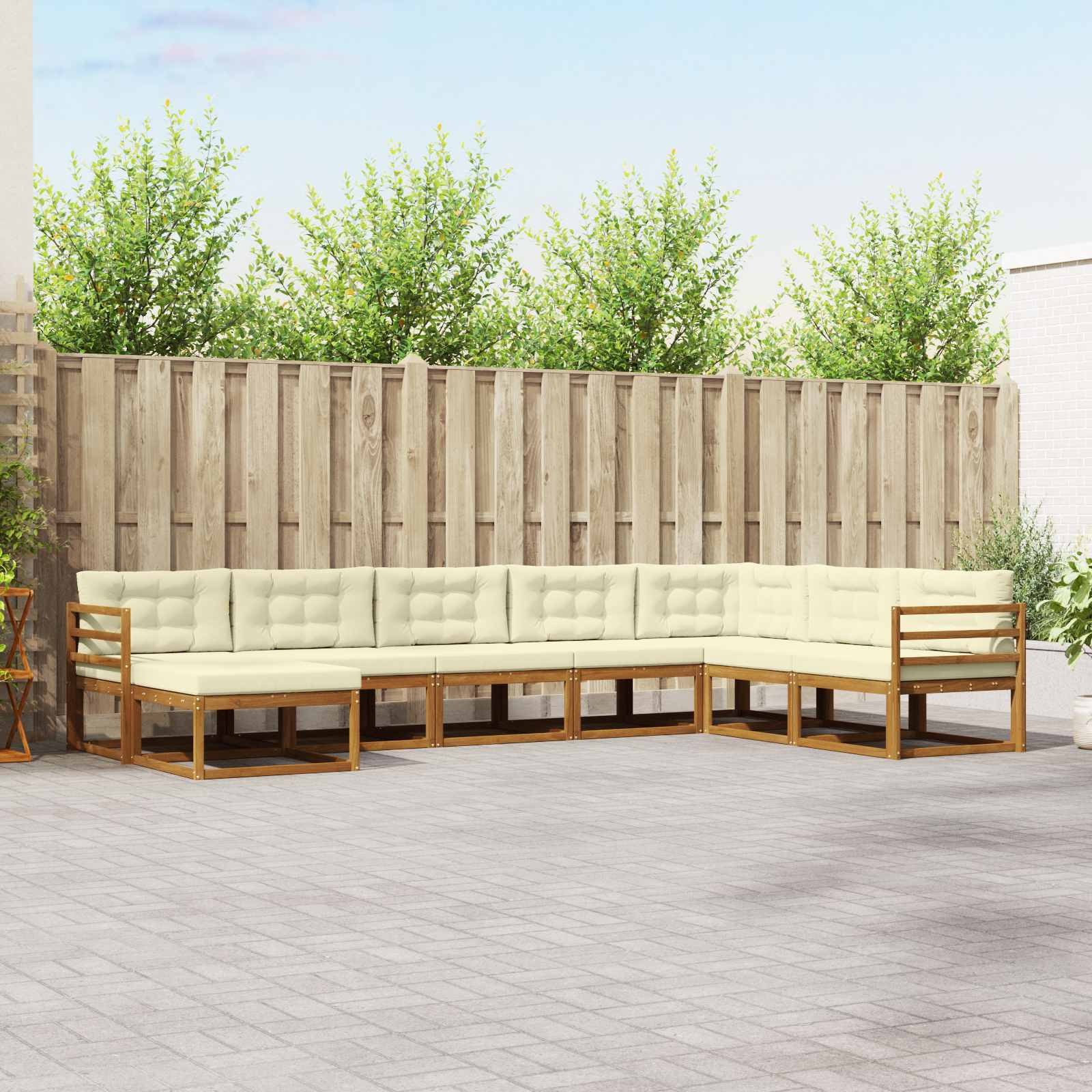 vidaXL Outdoor-Sofagarnitur mit Kissen 8 pcs Natur und Creme