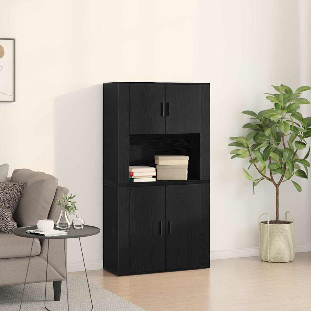 vidaXL Highboard Schwarz Eichen-Optik 80 x 33 x 150 cm Holzwerkstoff
