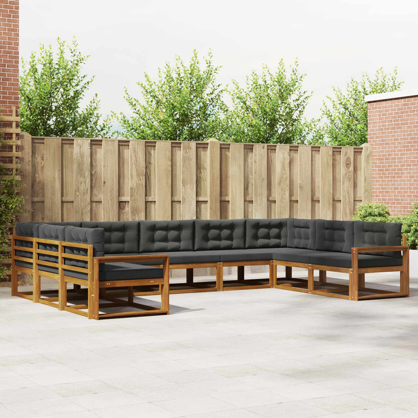 vidaXL Outdoor-Sofagarnitur mit Kissen 9 pcs Natur und Anthrazit
