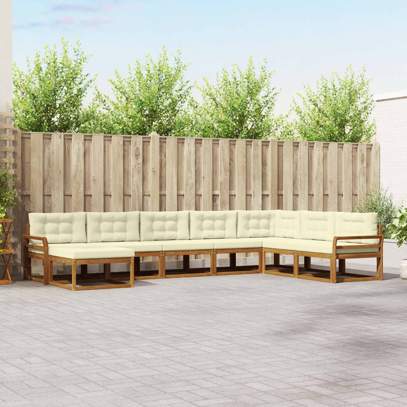 vidaXL Outdoor-Sofagarnitur mit Kissen 8 pcs Natur und Creme