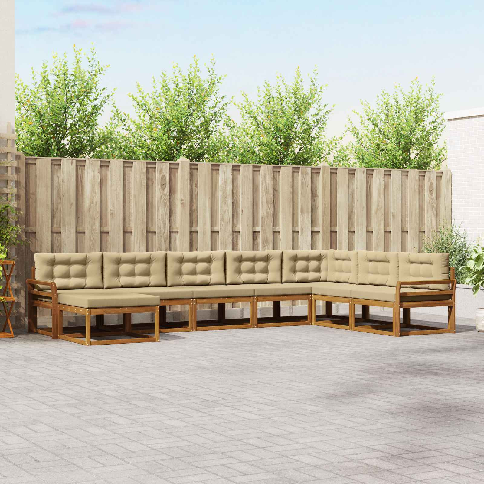 vidaXL Outdoor-Sofagarnitur mit Kissen 8 pcs Natur und Beige
