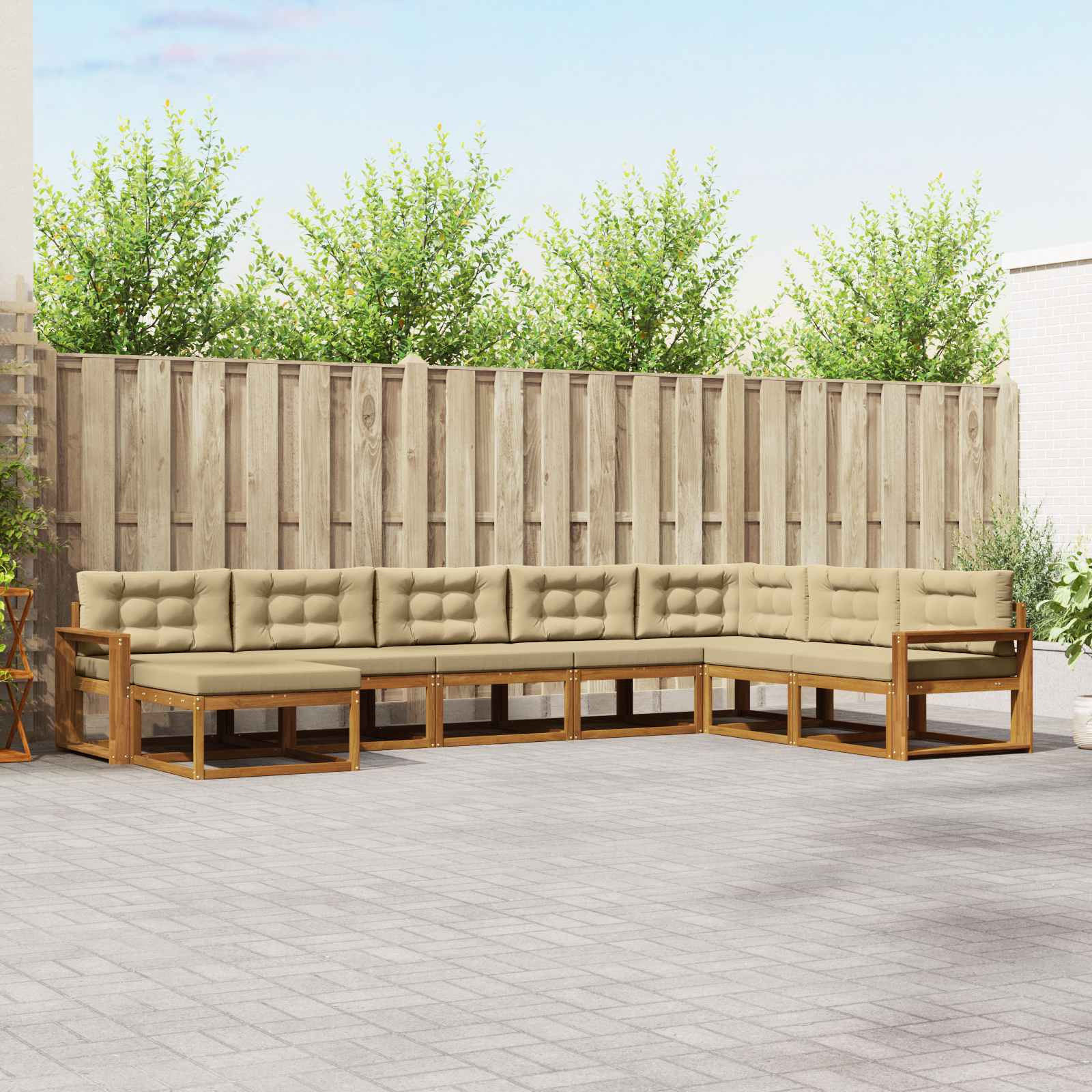 vidaXL Outdoor-Sofagarnitur mit Kissen 8 pcs Natur und Beige