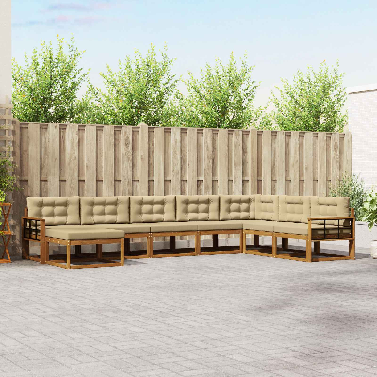 vidaXL Outdoor-Sofagarnitur mit Kissen 8 pcs Natur und Beige
