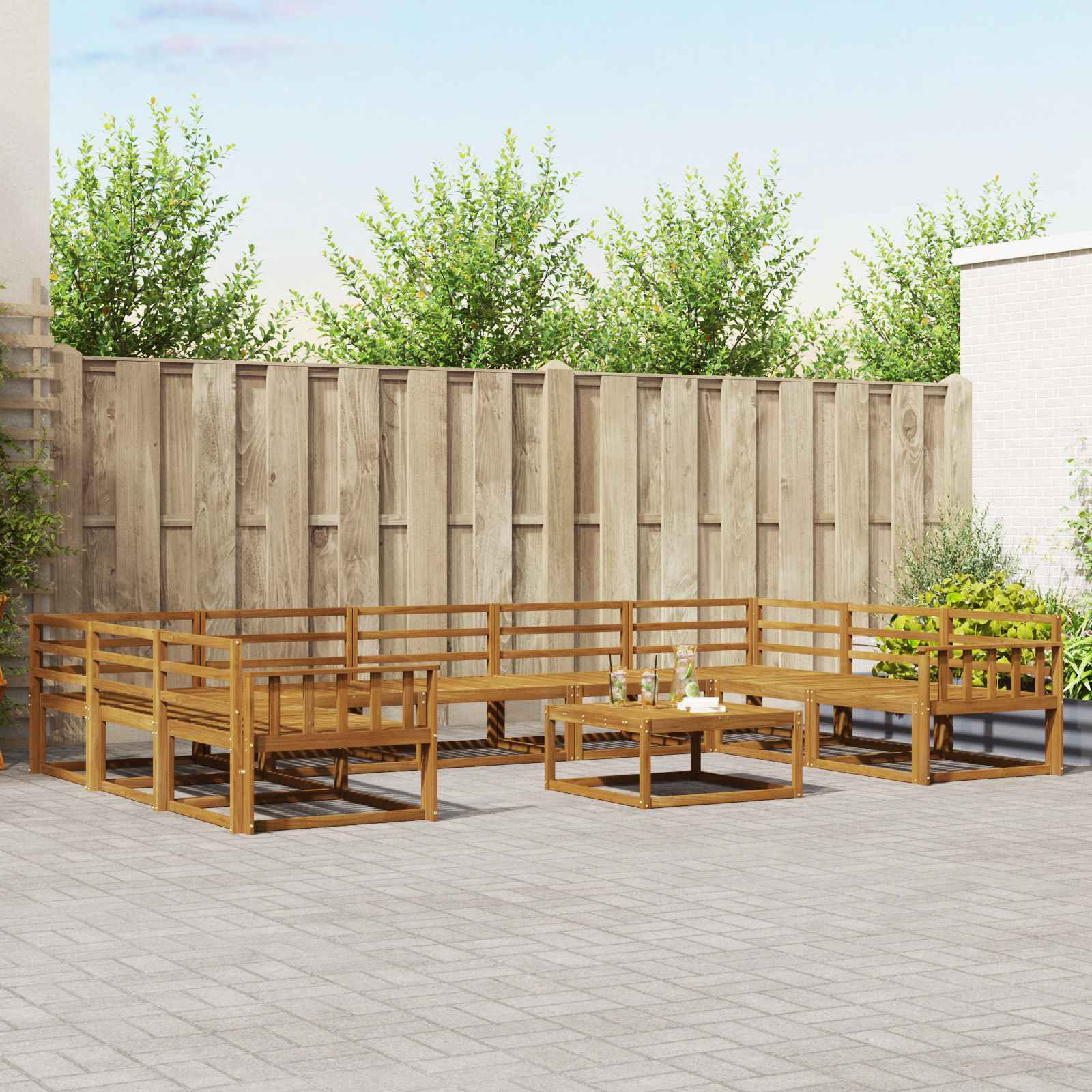 vidaXL Outdoor-Sofagarnitur 10 pcs Natur Massivholz Akazie