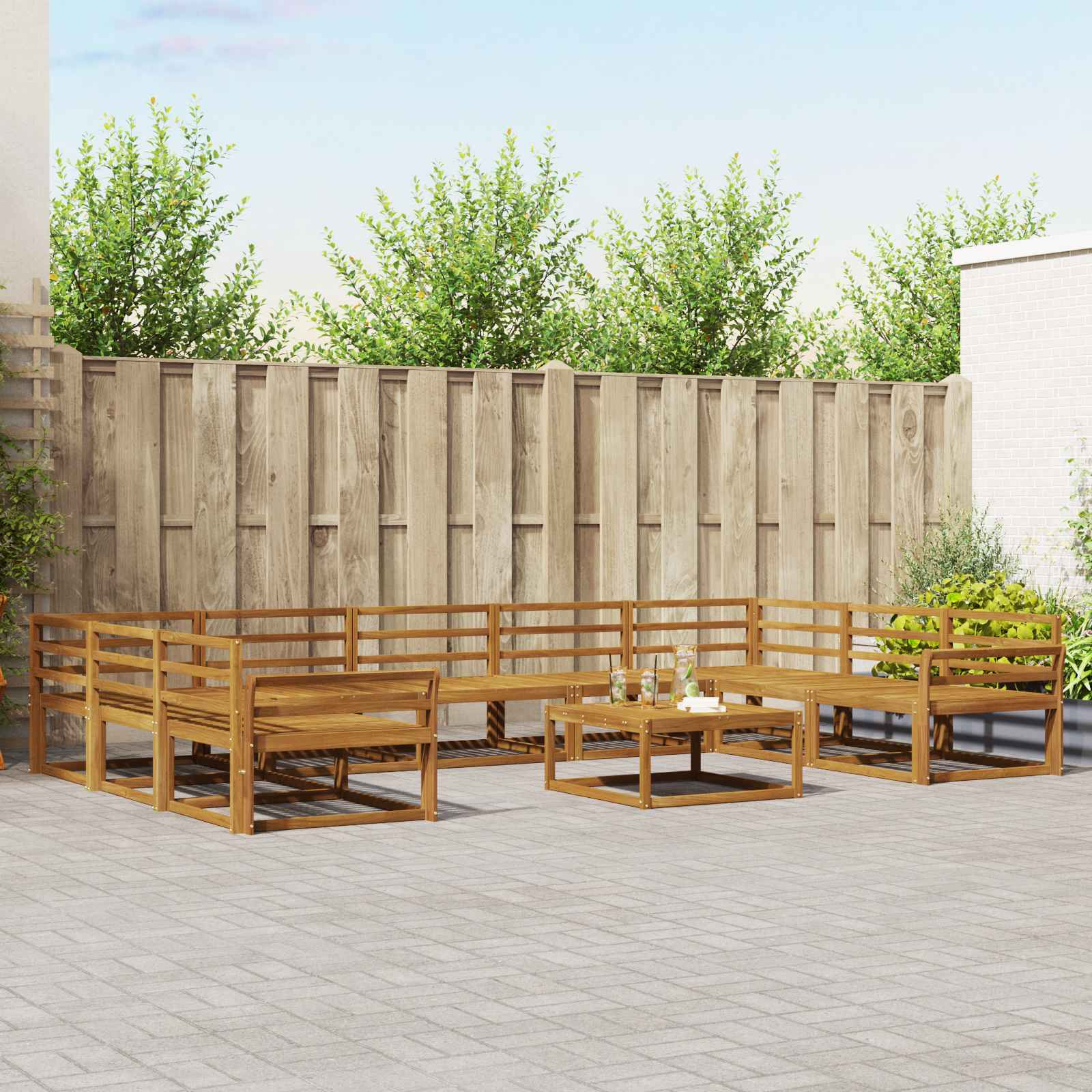 vidaXL Outdoor-Sofagarnitur 10 pcs Natur Massivholz Akazie