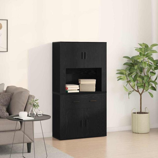 vidaXL Highboard Schwarz Eichen-Optik 80 x 33 x 150 cm Holzwerkstoff