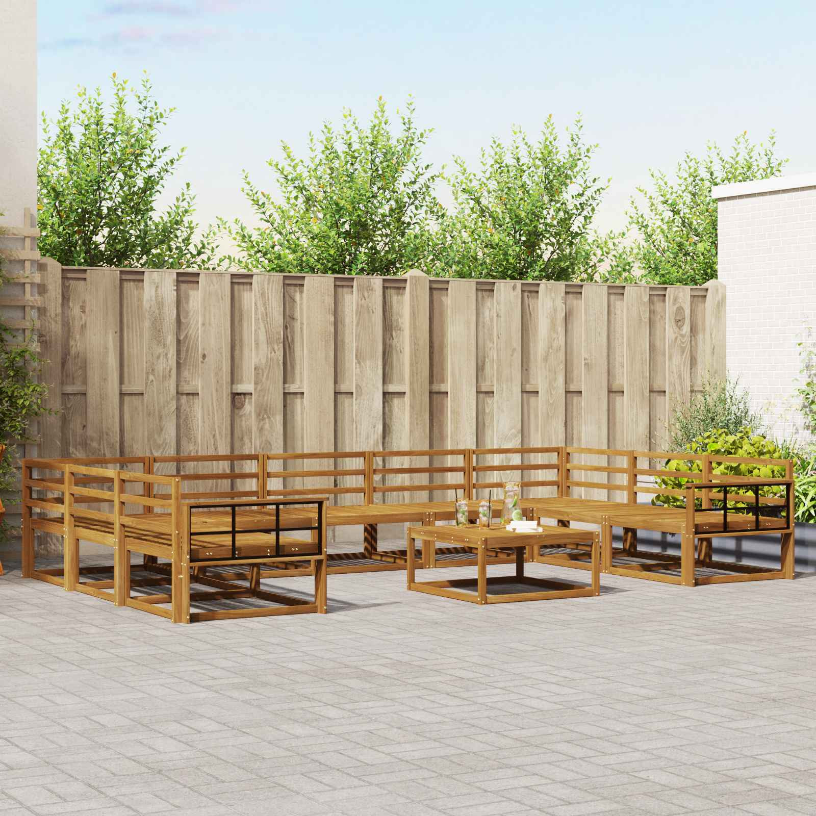 vidaXL Outdoor-Sofagarnitur 10 pcs Natur Massivholz Akazie