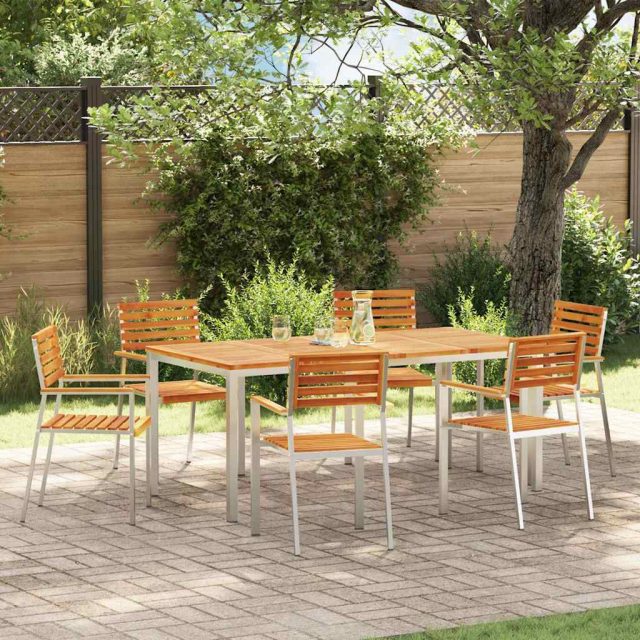 vidaXL Gartenstuhl 6 pcs Massives Akazienholz und Edelstahl
