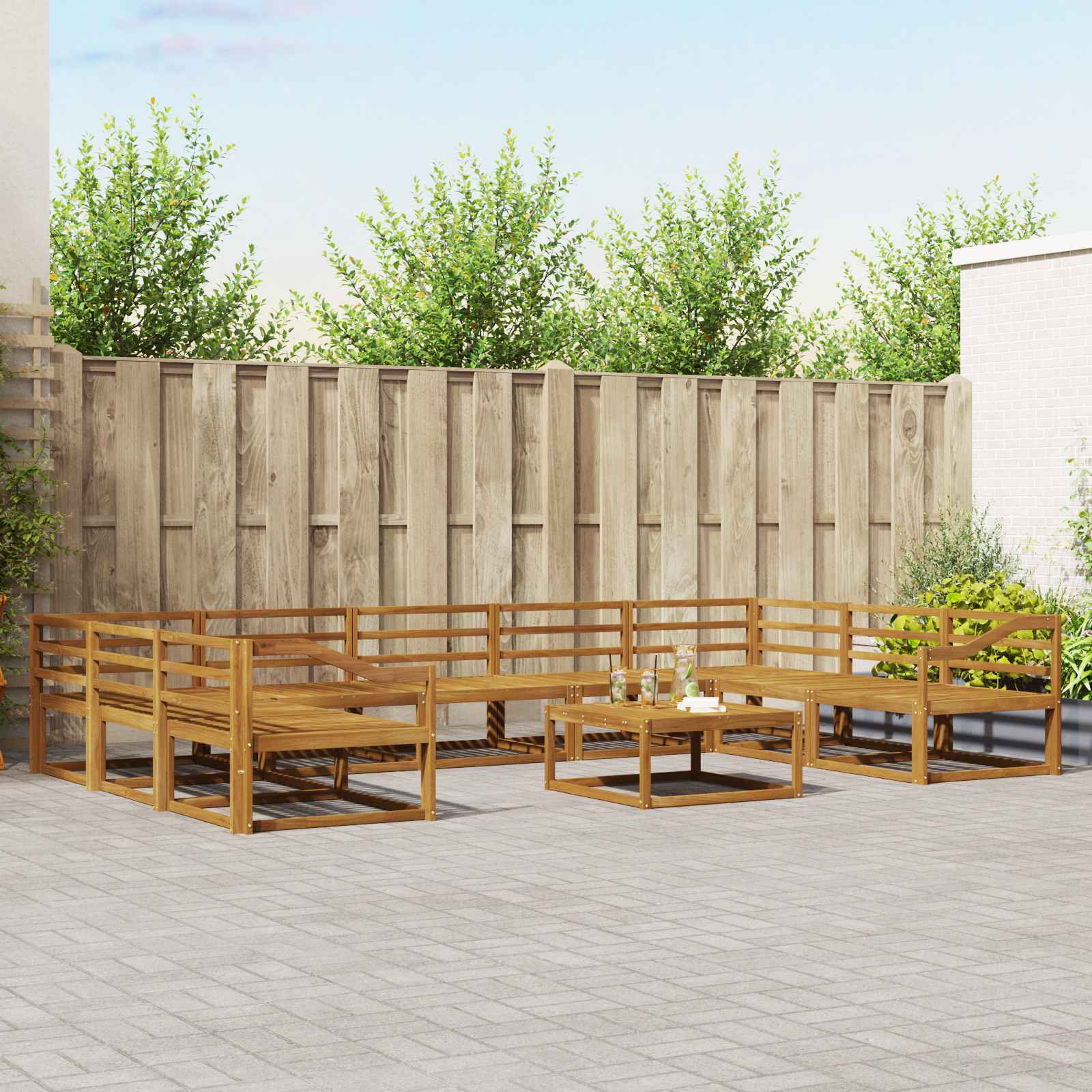 vidaXL Outdoor-Sofagarnitur 10 pcs Natur Massivholz Akazie