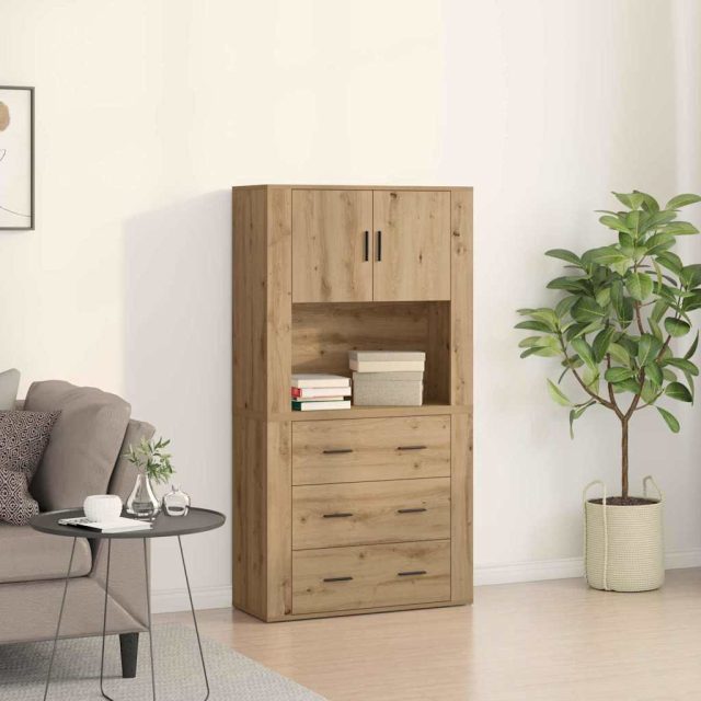 vidaXL Highboard Artisan-Eiche 80 x 33 x 150 cm Holzwerkstoff
