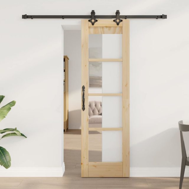 vidaXL Schiebetür ORKDAL Natürlich und Schwarz 61 x 198,5 cm