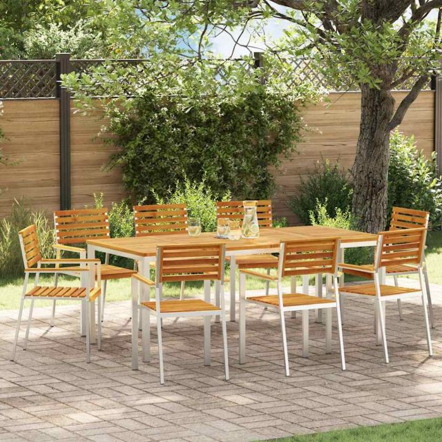 vidaXL Gartenstuhl 8 pcs Massives Akazienholz und Edelstahl