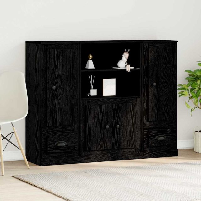 vidaXL Highboard Schwarz Eichen-Optik 132 x 35,5 x 103,5 cm