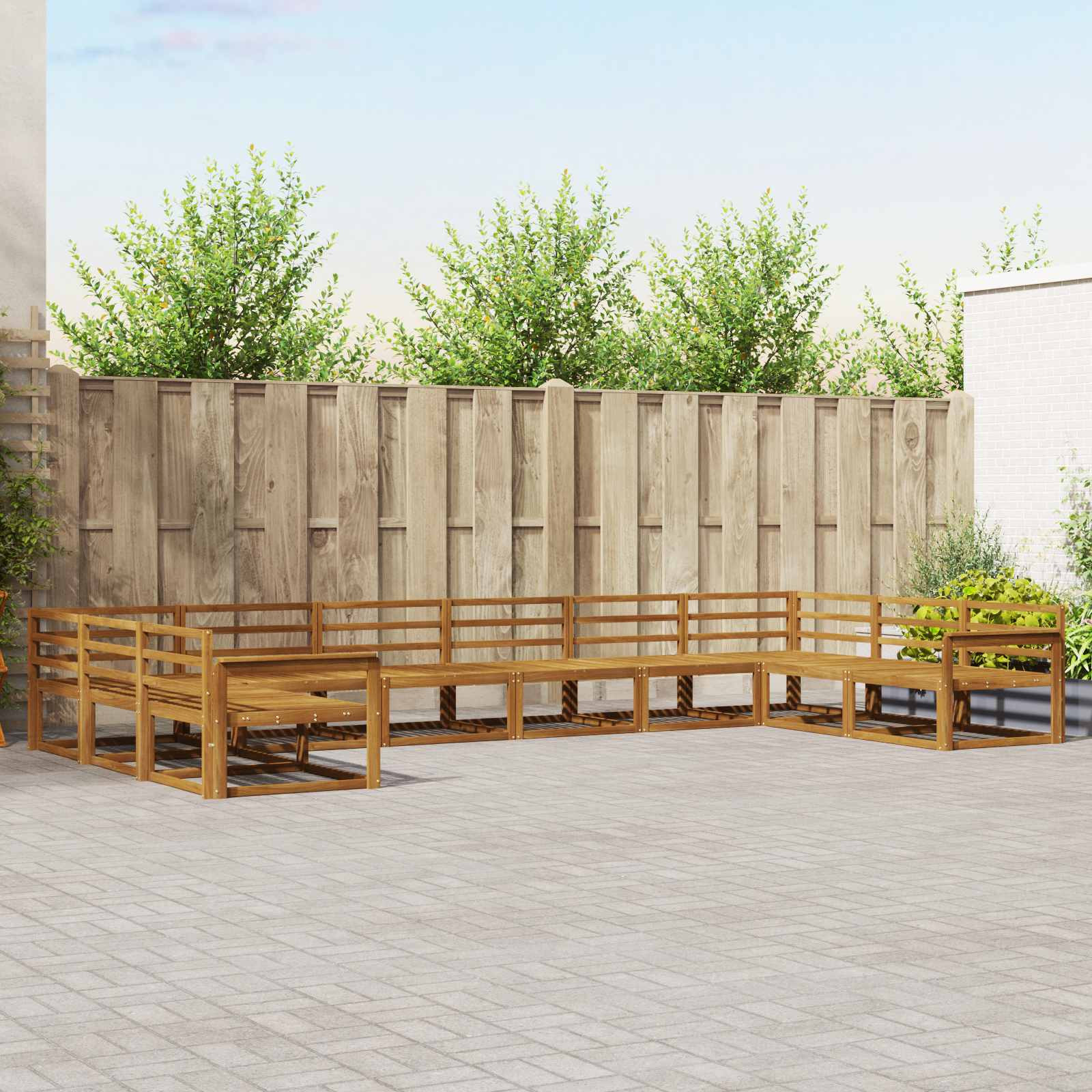 vidaXL Outdoor-Sofagarnitur 10 pcs Natur Massivholz Akazie