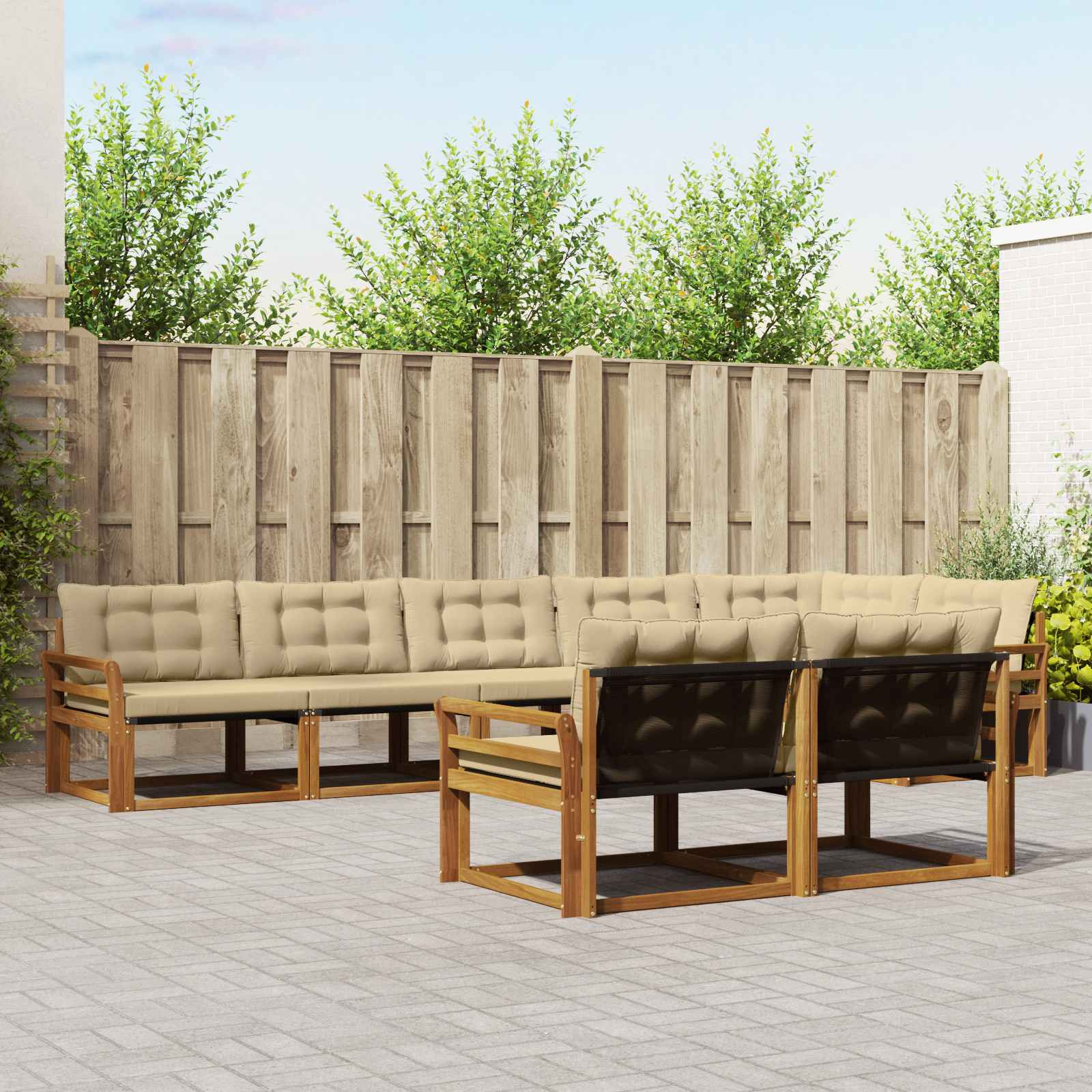 vidaXL Outdoor-Sofagarnitur mit Kissen 8 pcs Natur und Beige