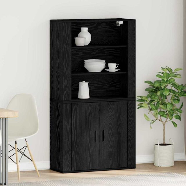 vidaXL Highboard Schwarz Eichen-Optik 80 x 33 x 150 cm Holzwerkstoff