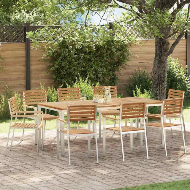 vidaXL Gartenstuhl 8 pcs Massives Teakholz und Edelstahl