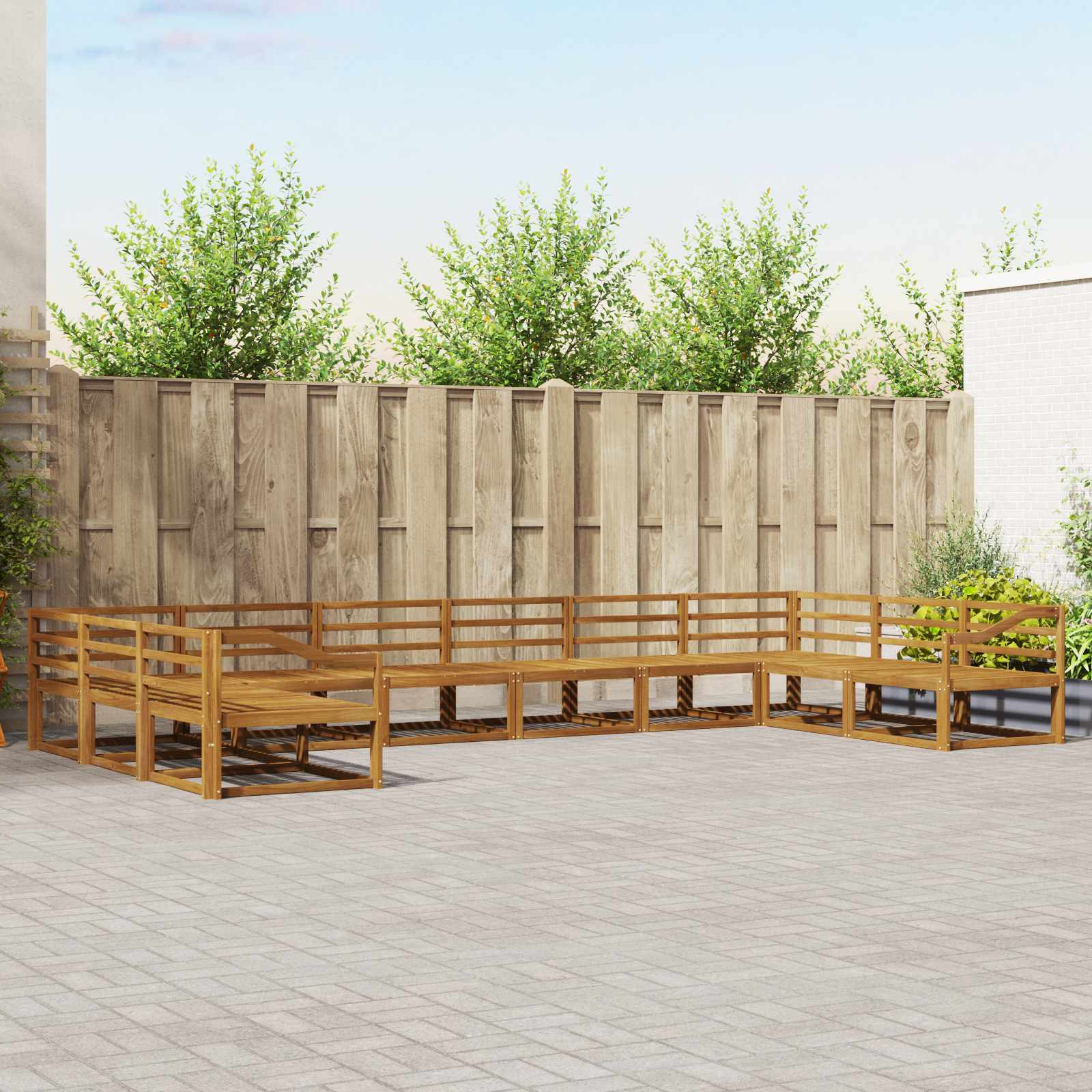 vidaXL Outdoor-Sofagarnitur 10 pcs Natur Massivholz Akazie