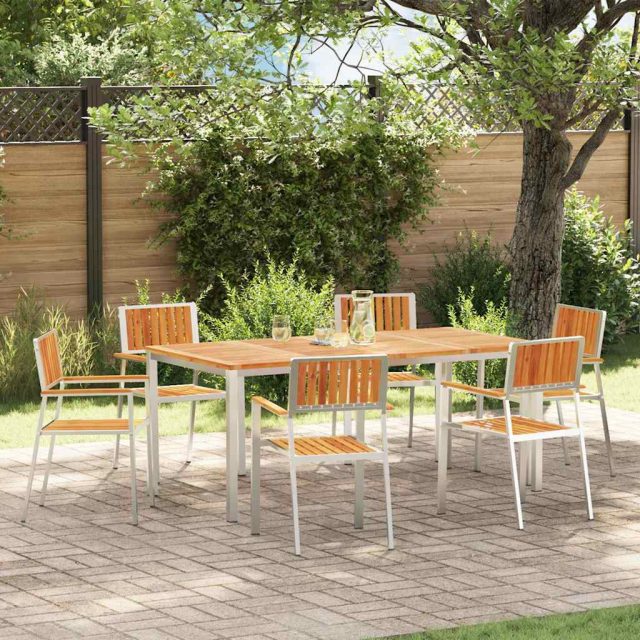 vidaXL Gartenstuhl 6 pcs Massives Akazienholz und Edelstahl