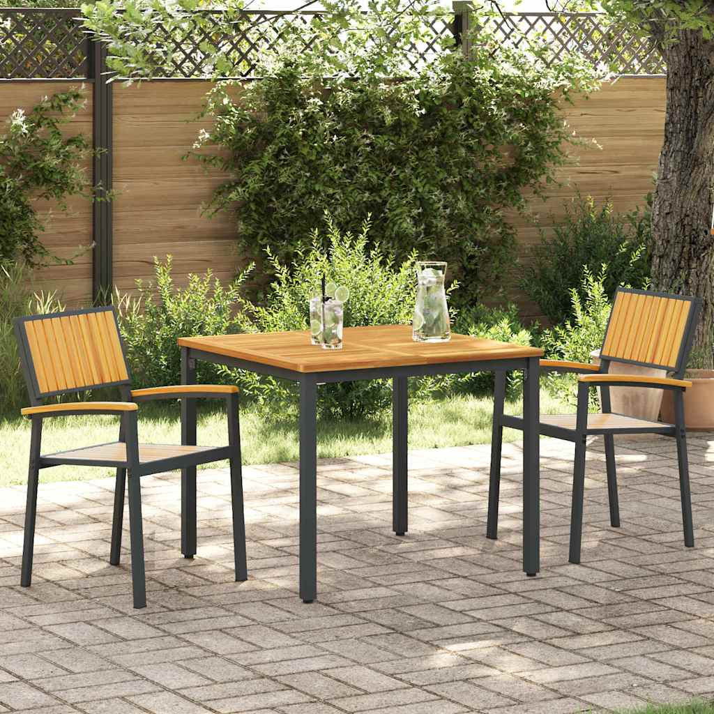 vidaXL Garten Essgruppe 3 pcs Schwarz Massivholz Akazie