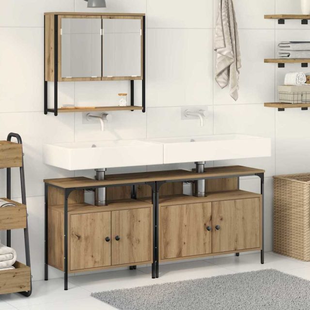 vidaXL Badezimmermöbel-Set 3 Stk. Braun 80 x 30 x 60 cm Holzwerkstoff