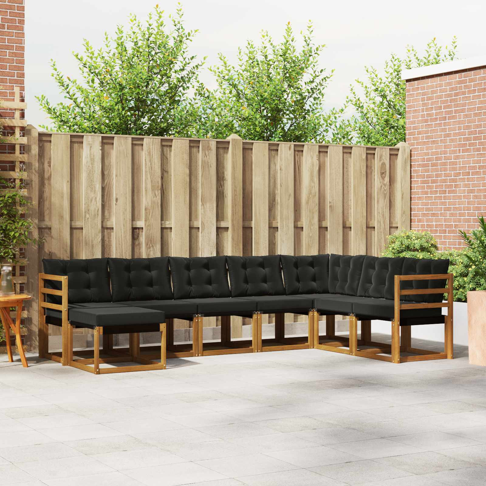 vidaXL Outdoor-Sofagarnitur mit Kissen 8 pcs Natürlich und Schwarz