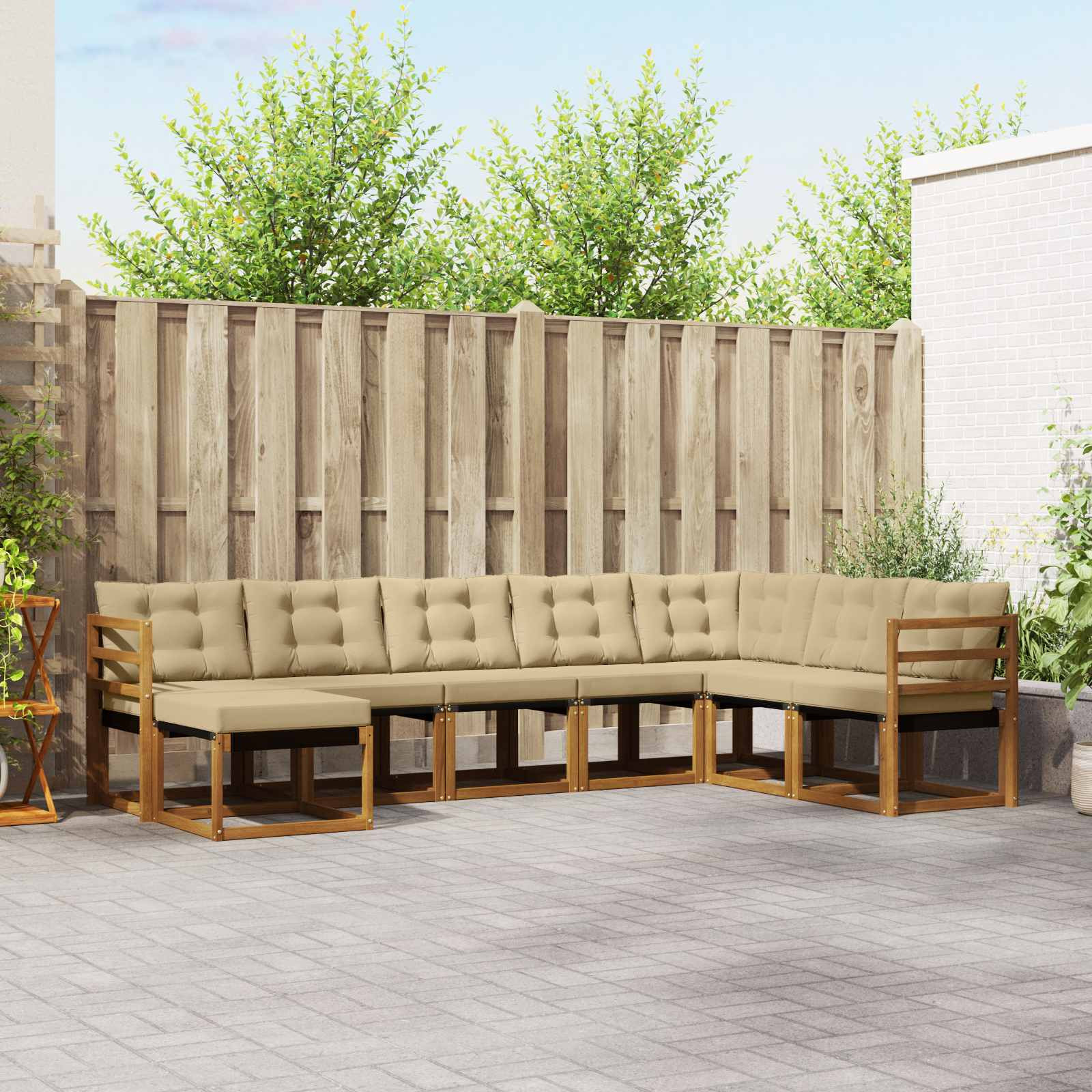 vidaXL Outdoor-Sofagarnitur mit Kissen 8 pcs Natur und Beige