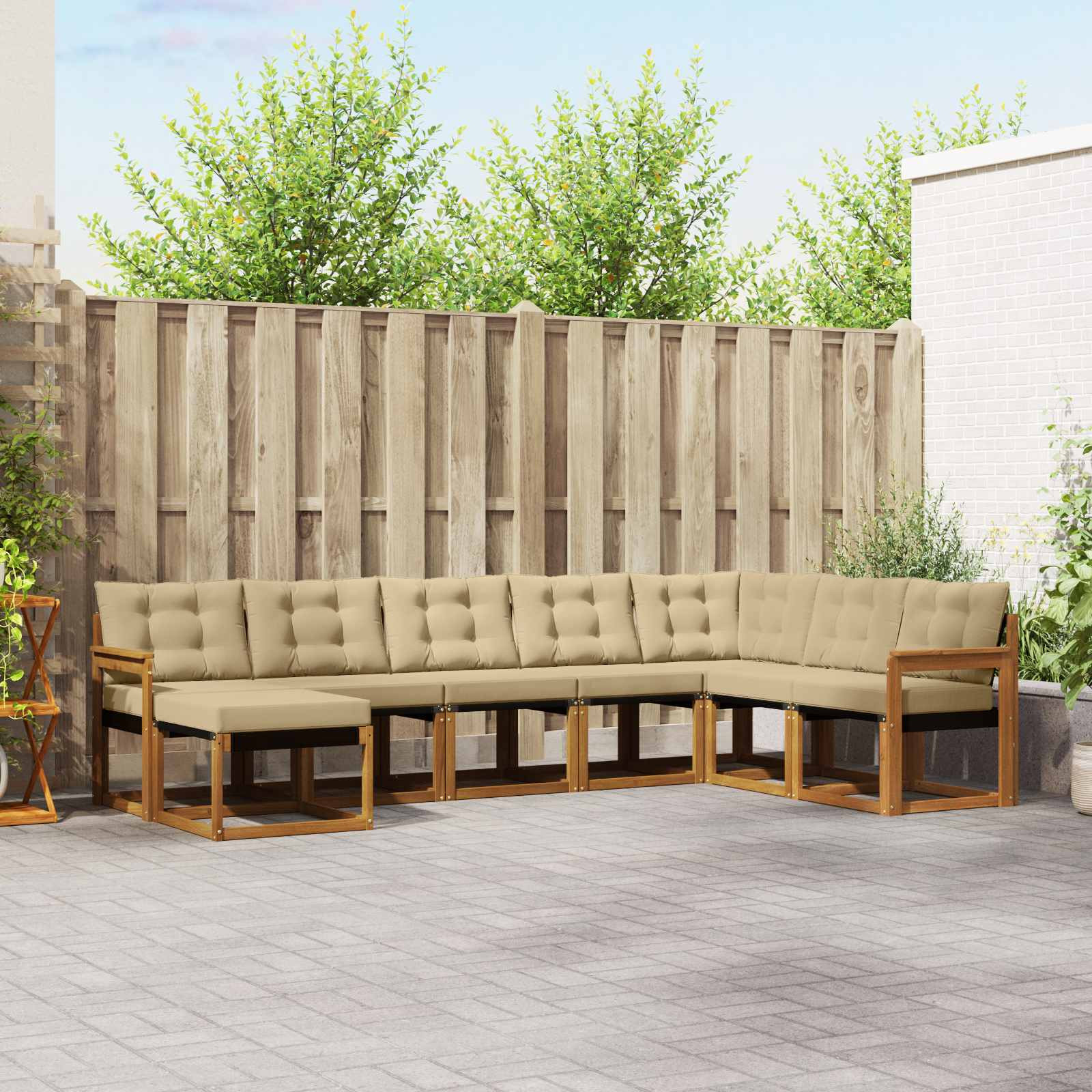 vidaXL Outdoor-Sofagarnitur mit Kissen 8 pcs Natur und Beige
