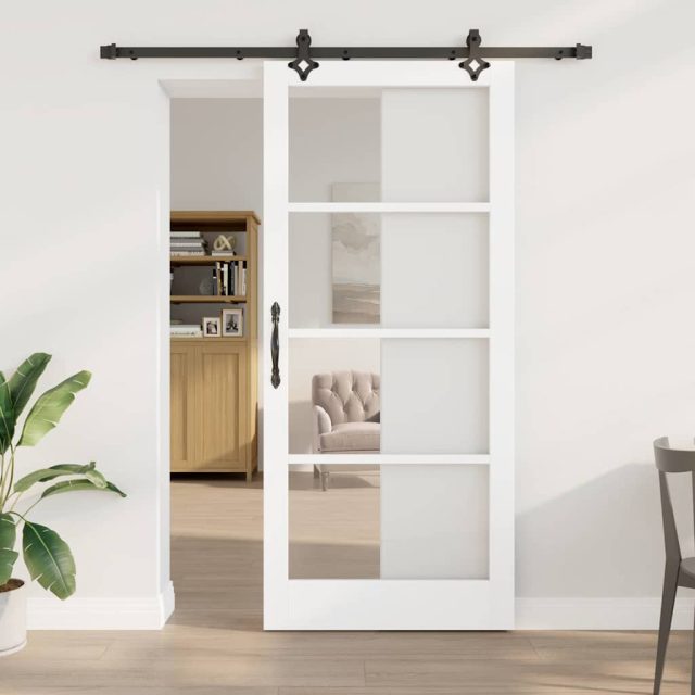 vidaXL Schiebetür ORKDAL Weiß und Schwarz 93 x 211 cm