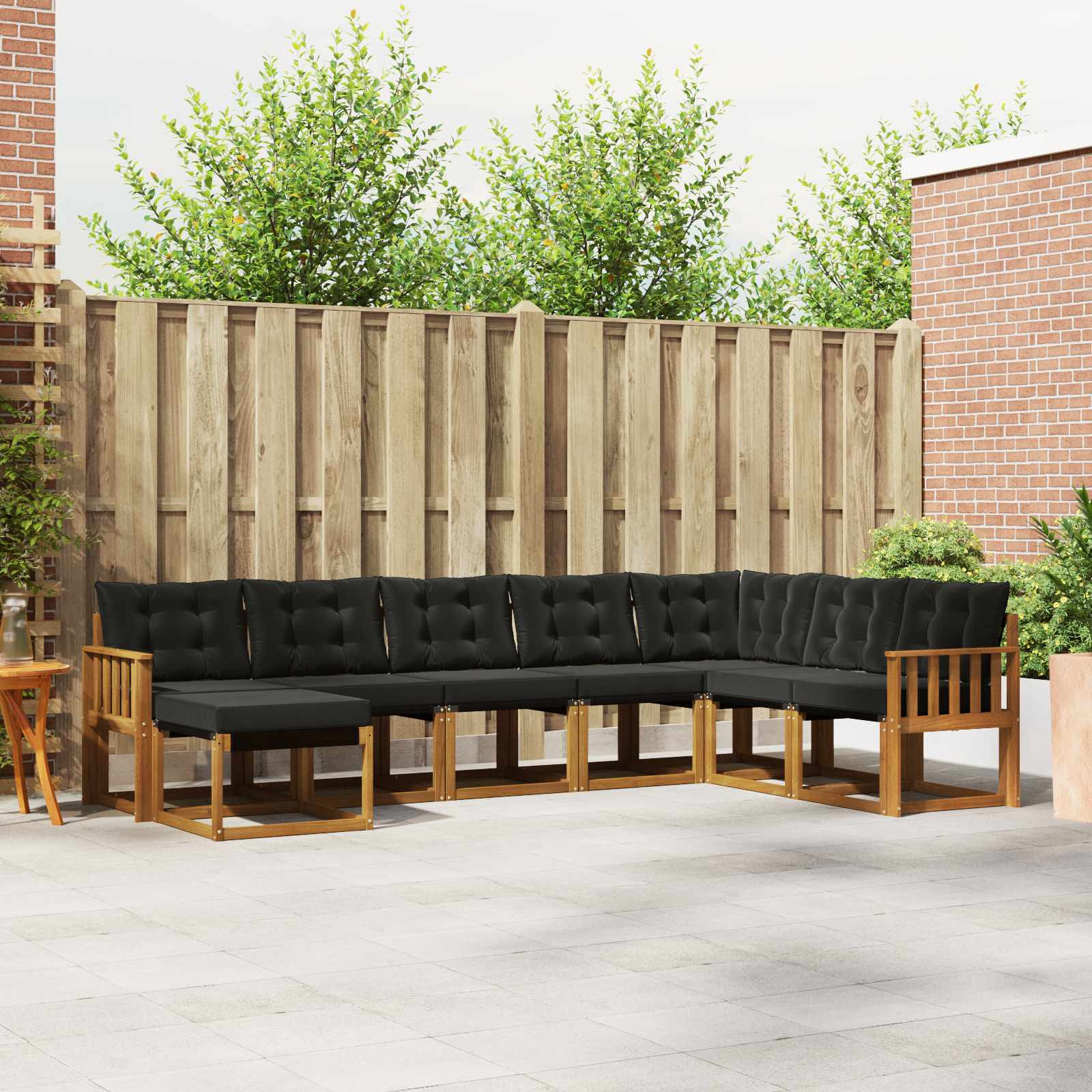 vidaXL Outdoor-Sofagarnitur mit Kissen 8 pcs Natürlich und Schwarz