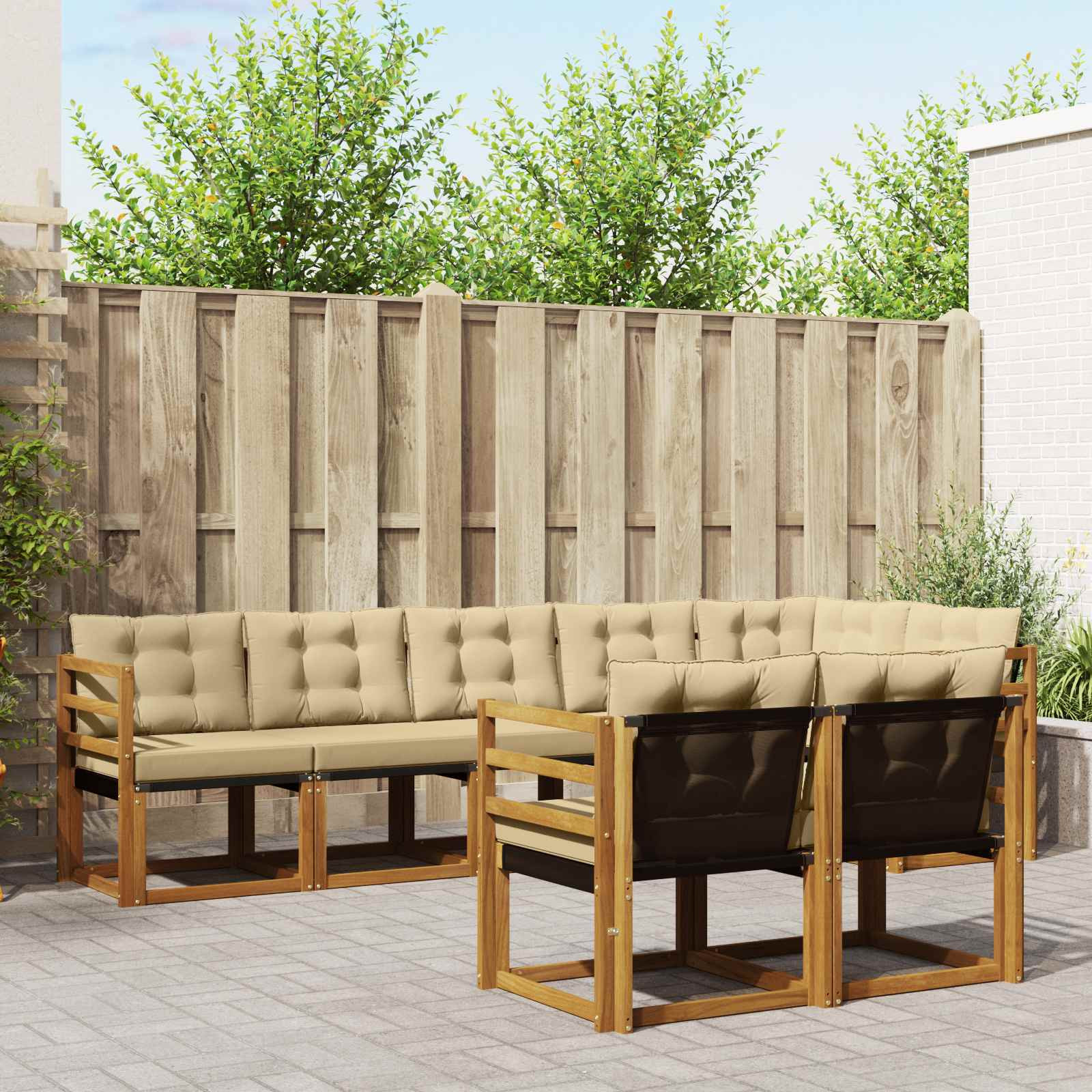 vidaXL Outdoor-Sofagarnitur mit Kissen 8 pcs Natur und Beige