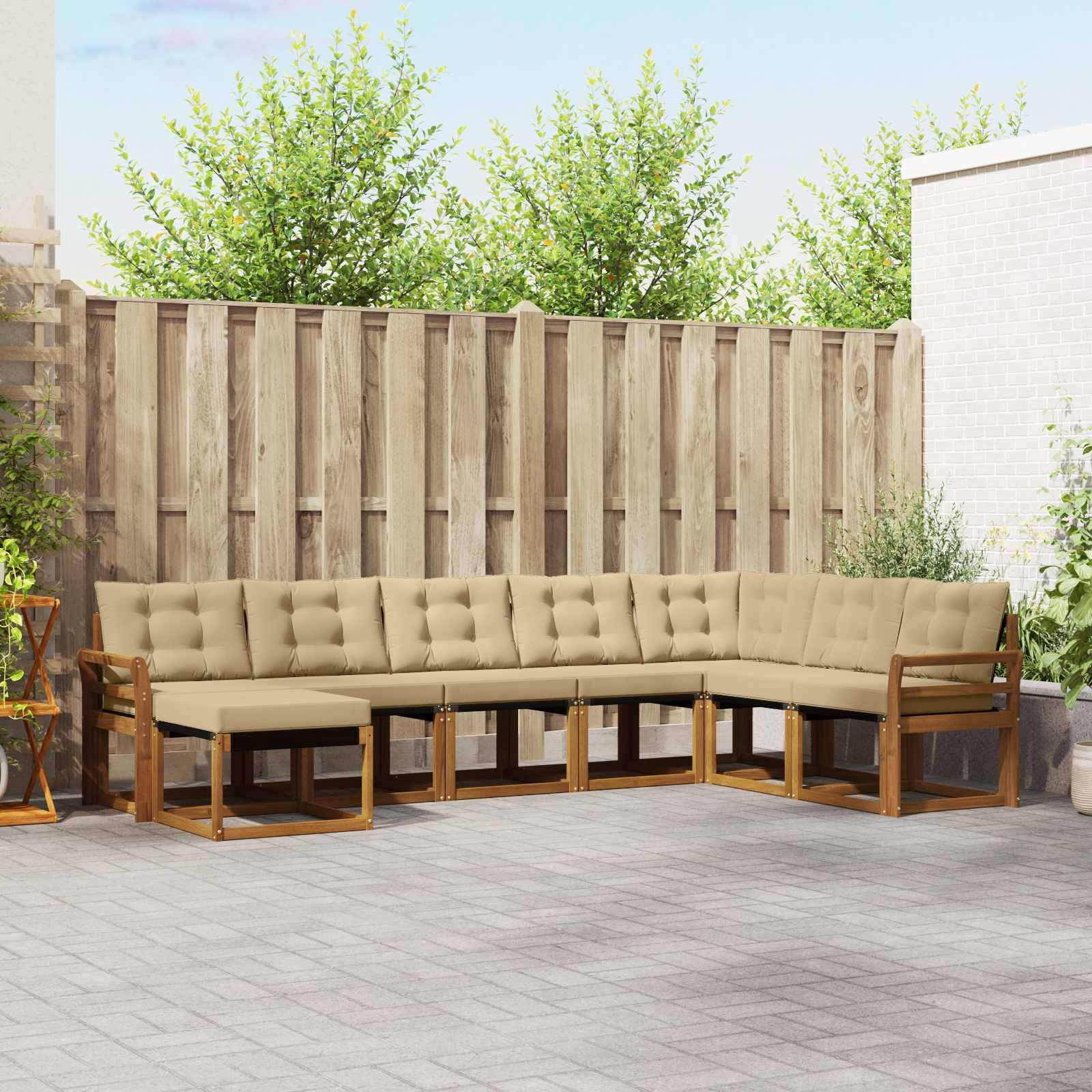 vidaXL Outdoor-Sofagarnitur mit Kissen 8 pcs Natur und Beige