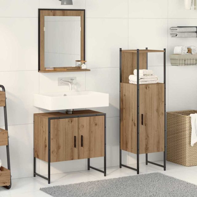 vidaXL Badezimmermöbel-Set 3 Stk. Braun 33 x 33 x 102,5 cm