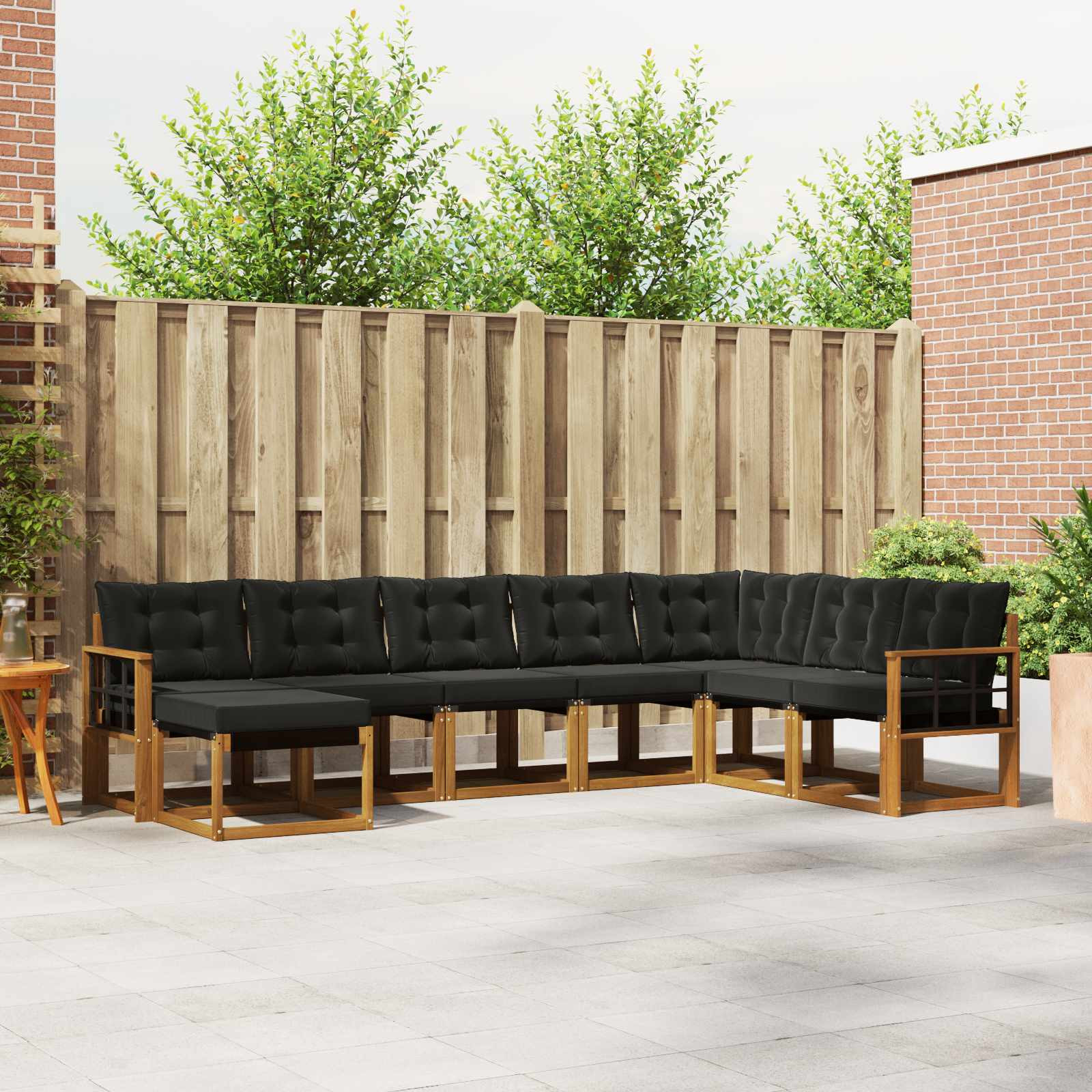 vidaXL Outdoor-Sofagarnitur mit Kissen 8 pcs Natürlich und Schwarz