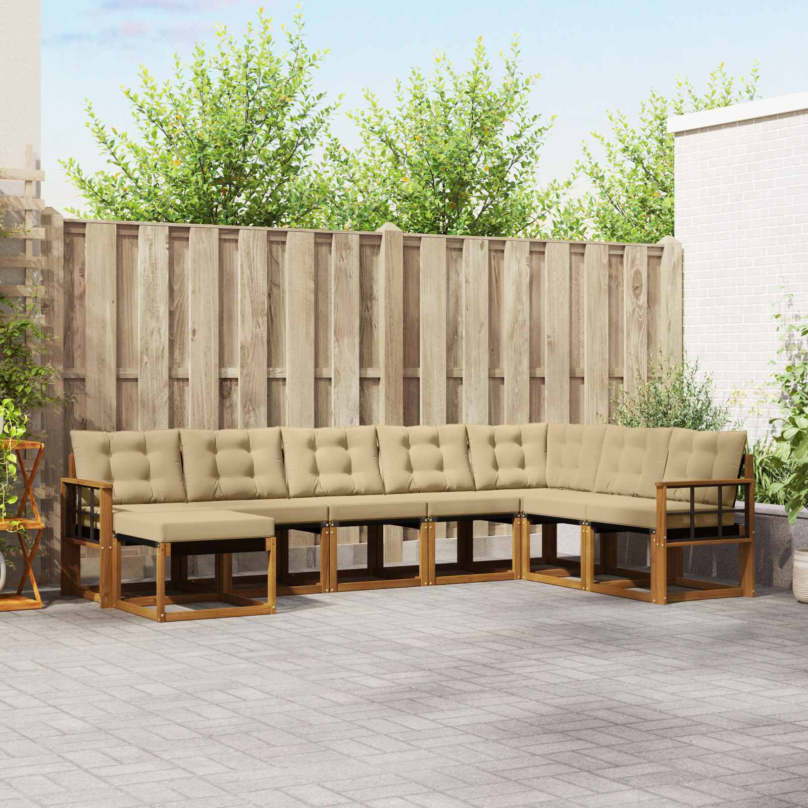 vidaXL Outdoor-Sofagarnitur mit Kissen 8 pcs Natur und Beige
