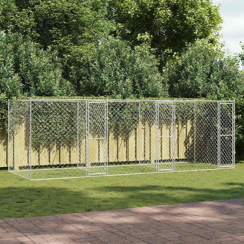vidaXL Hundekäfig Silber 600 x 200 x 200 cm Verzinkter Stahl