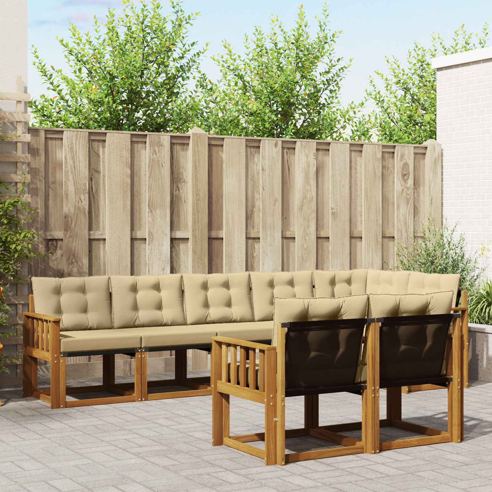 vidaXL Outdoor-Sofagarnitur mit Kissen 8 pcs Natur und Beige