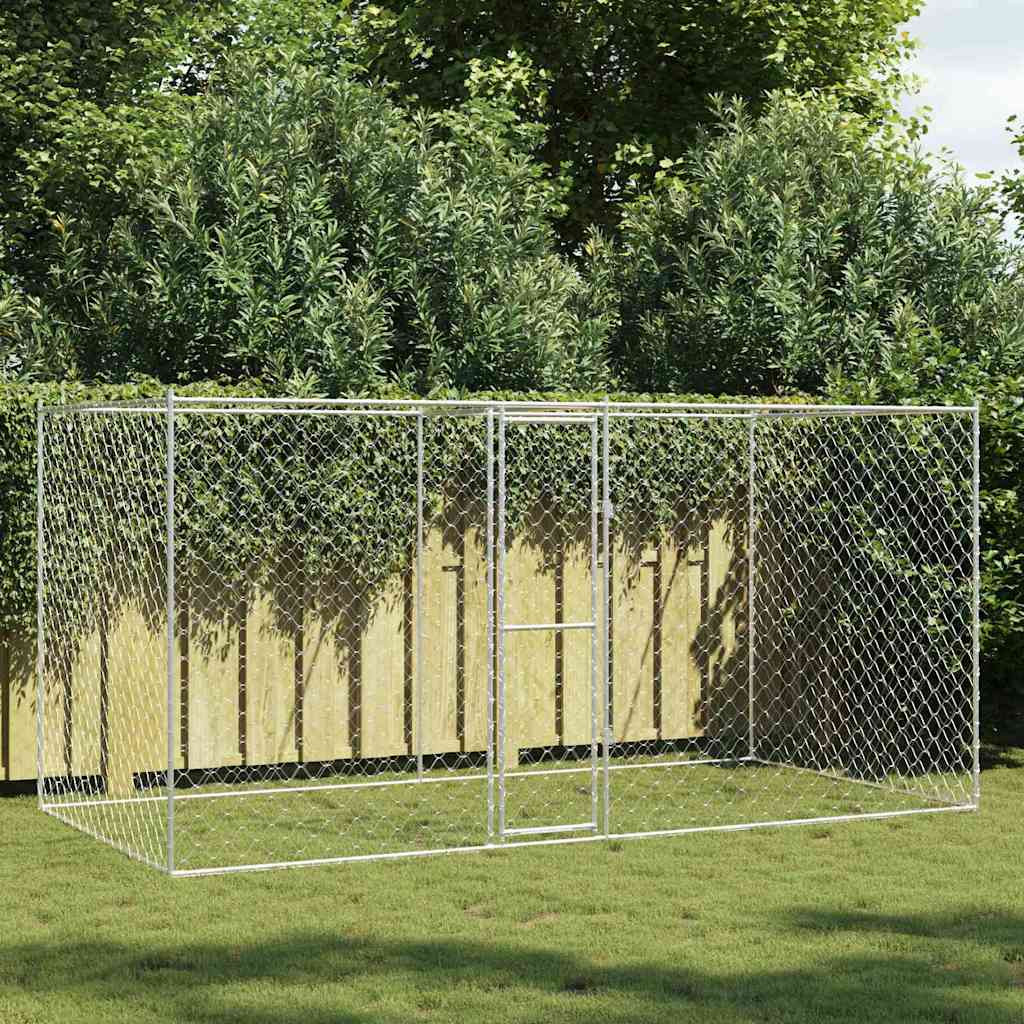 vidaXL Hundekäfig Silber 400 x 200 x 200 cm Verzinkter Stahl