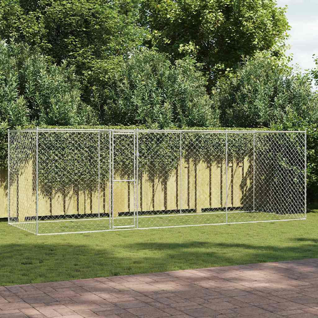 vidaXL Hundekäfig Silber 600 x 200 x 200 cm Verzinkter Stahl