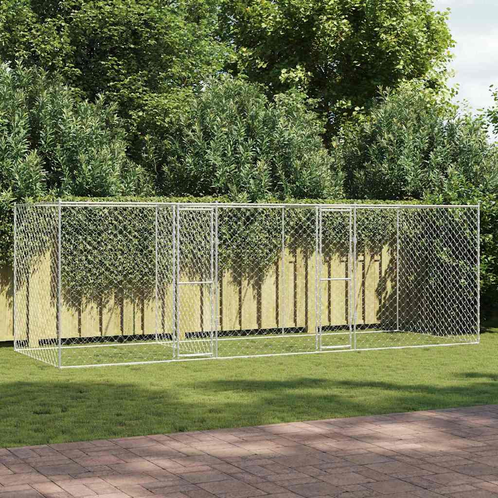 vidaXL Hundekäfig Silber 600 x 200 x 200 cm Verzinkter Stahl