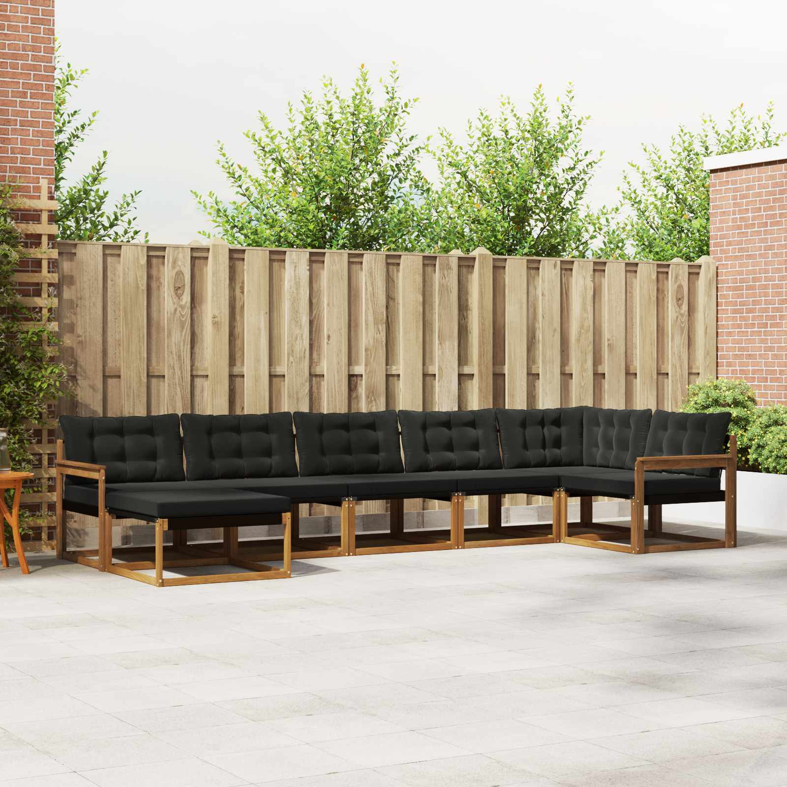 vidaXL Outdoor-Sofagarnitur mit Kissen 7 pcs Natürlich und Schwarz