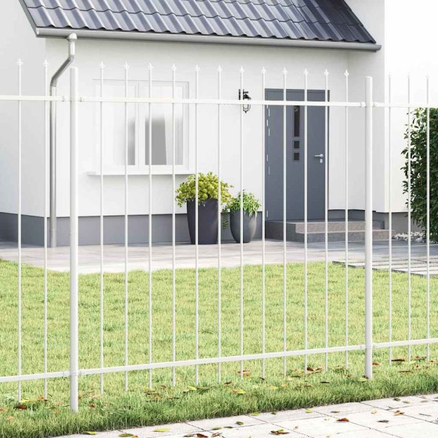 vidaXL Gartenzaun 3 pcs Weiß 5,1 x 1,5 m Pulverbeschichteter Stahl