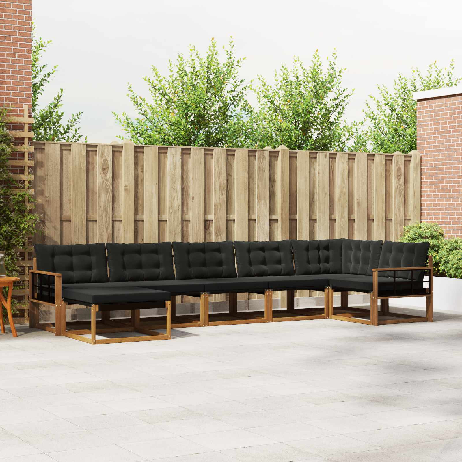 vidaXL Outdoor-Sofagarnitur mit Kissen 7 pcs Natürlich und Schwarz
