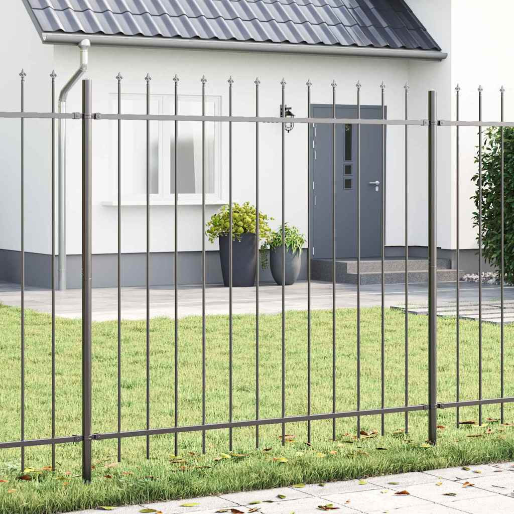 vidaXL Gartenzaun 4 pcs Grau 6,8 x 1,5 m Pulverbeschichteter Stahl