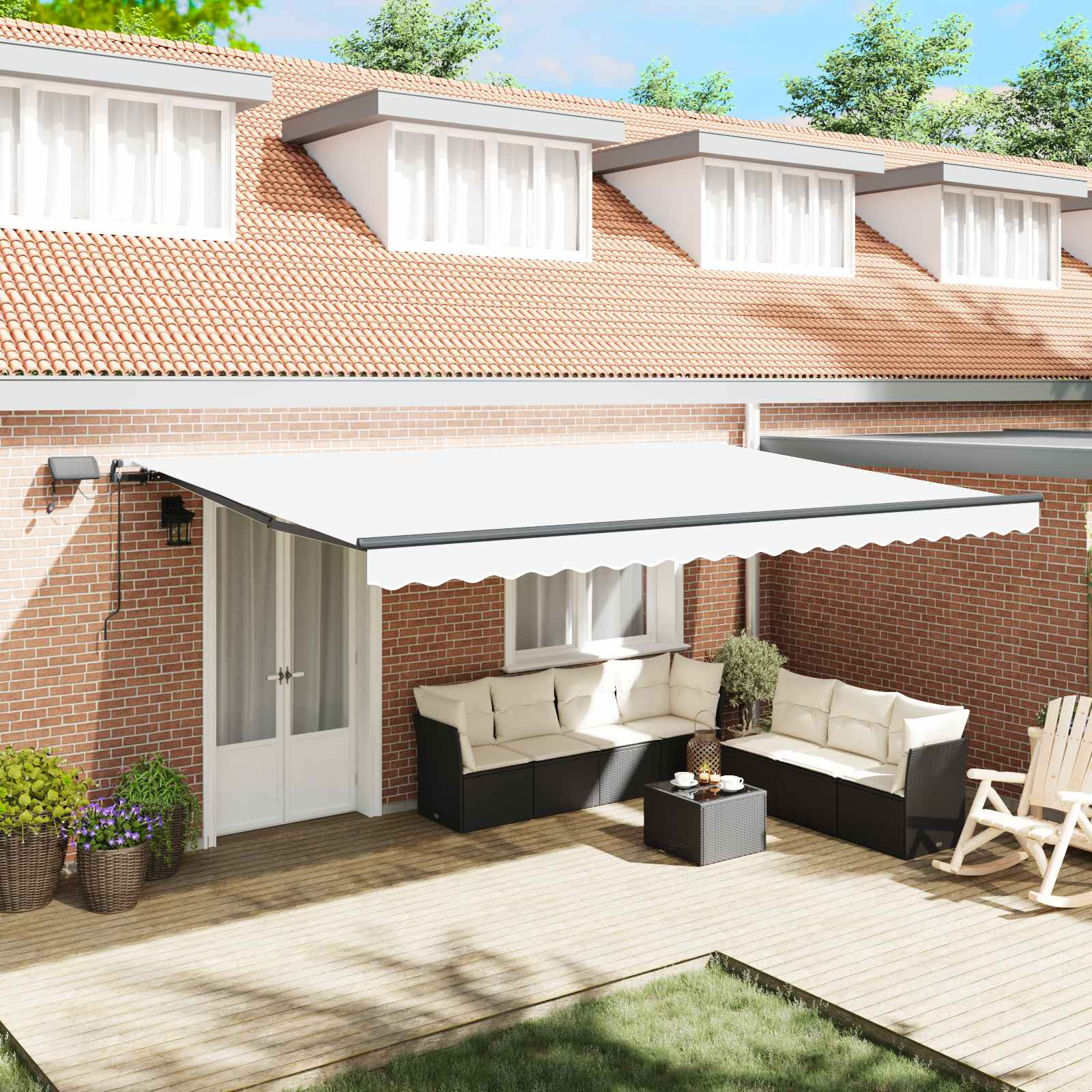 vidaXL Ausziehbare Markise Weiß 500 x 350 cm Stoff und Aluminium