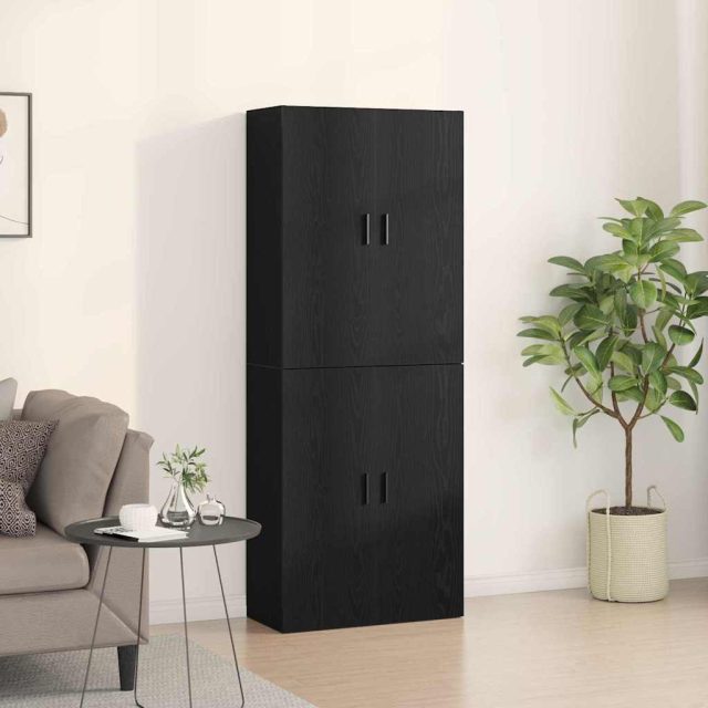 vidaXL Wandschrank 2 pcs Schwarz Eichen-Optik 69,5 x 34 x 90 cm