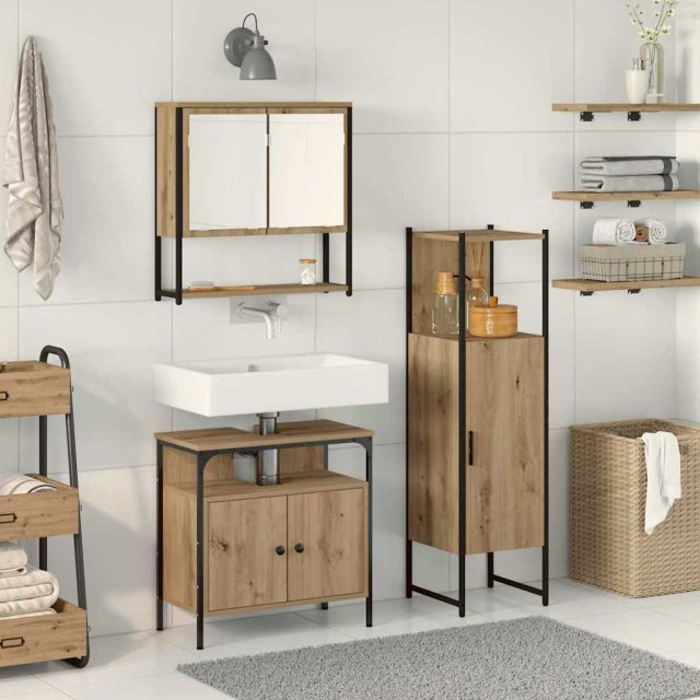 vidaXL Badezimmermöbel-Set 3 Stk. Braun 33 x 33 x 120,5 cm