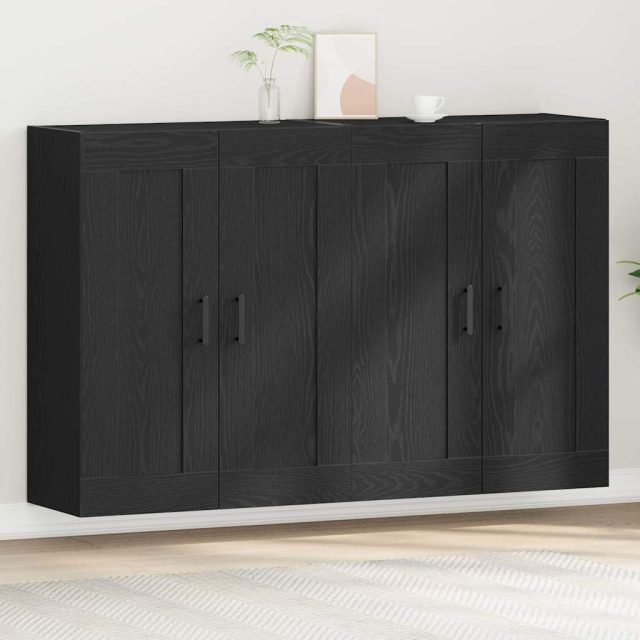 vidaXL Wandmontierter Schrank 2 pcs Schwarz Eichen-Optik Holzwerkstoff