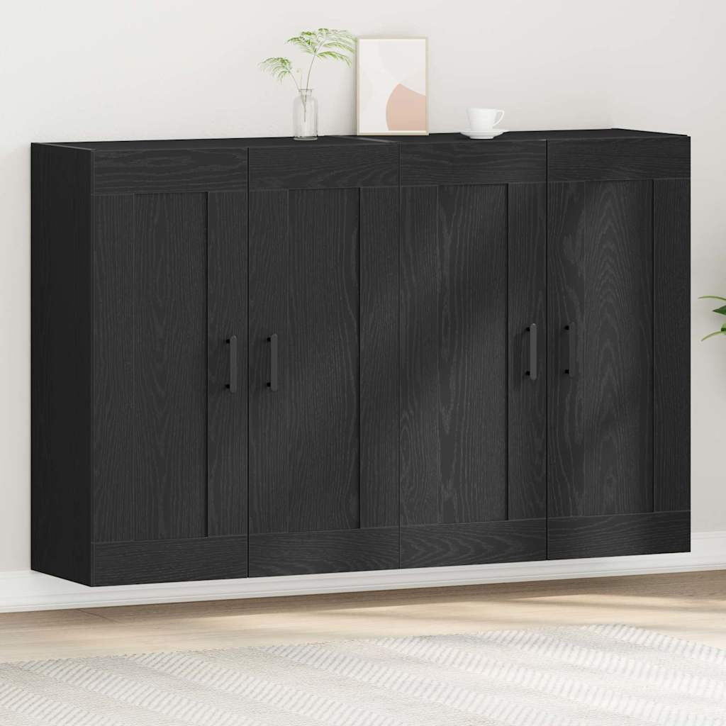 vidaXL Wandmontierter Schrank 2 pcs Schwarz Eichen-Optik Holzwerkstoff