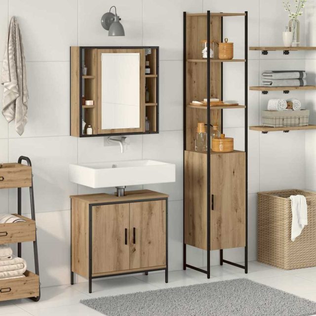 vidaXL Badezimmer Waschbeckenmöbel 3 Stk. Braun 33 x 33 x 185,5 cm